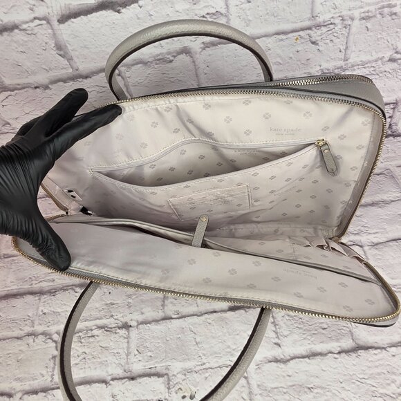 Kate Spade New York Margaux Leather Women Universal Laptop Bag True Taupe Mint - Picture 10 of 16